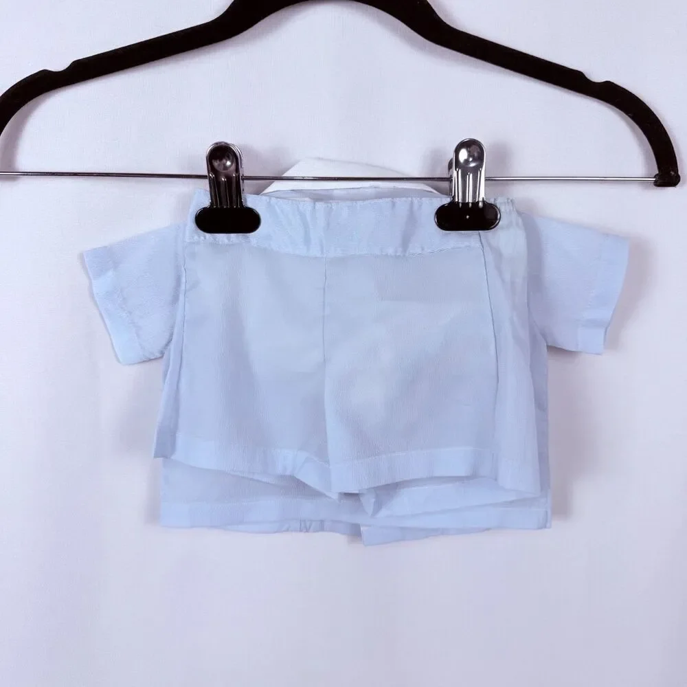 Vintage Baby Boy Outfit 2pc Diaper Set Button Up Collared Shirt Circus Elephant